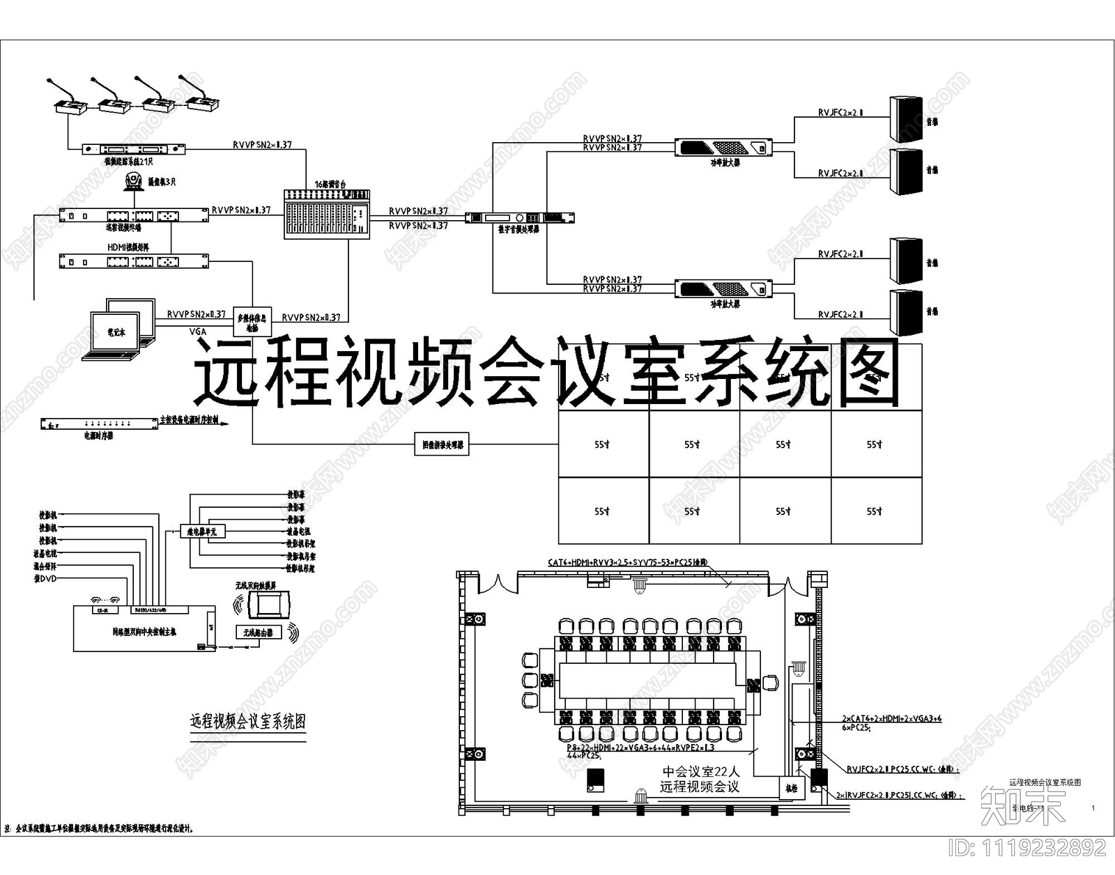 机房工程系统图常用弱电施工图cad施工图下载【ID:1119232892】