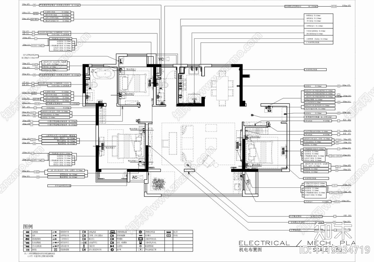 150㎡家装大平层整套CAD施工图施工图下载【ID:1119234719】