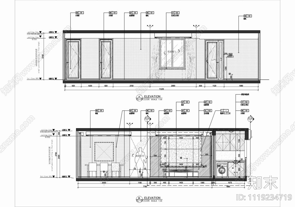 150㎡家装大平层整套CAD施工图施工图下载【ID:1119234719】