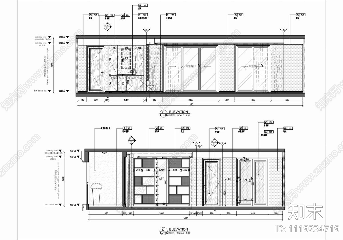 150㎡家装大平层整套CAD施工图施工图下载【ID:1119234719】