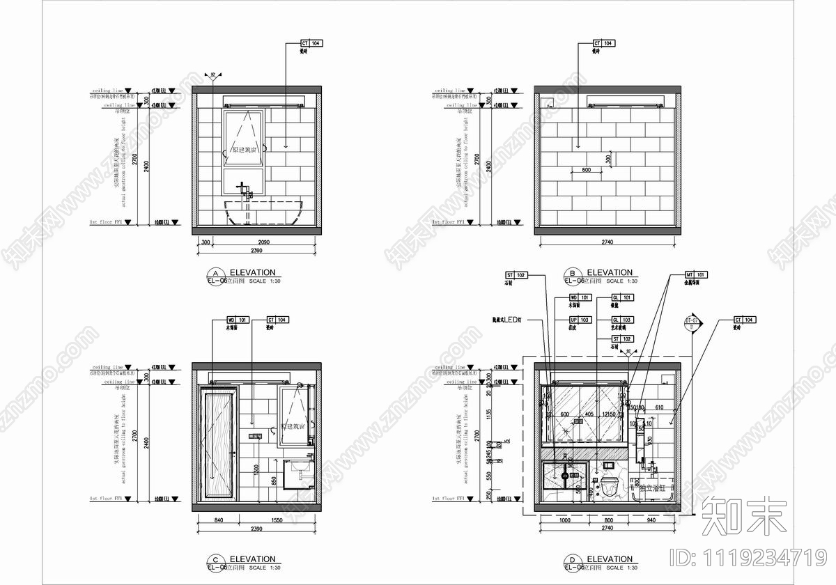 150㎡家装大平层整套CAD施工图施工图下载【ID:1119234719】