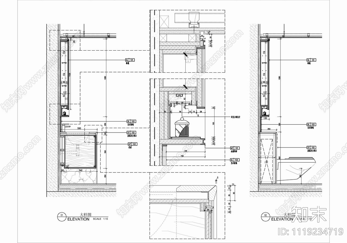 150㎡家装大平层整套CAD施工图施工图下载【ID:1119234719】