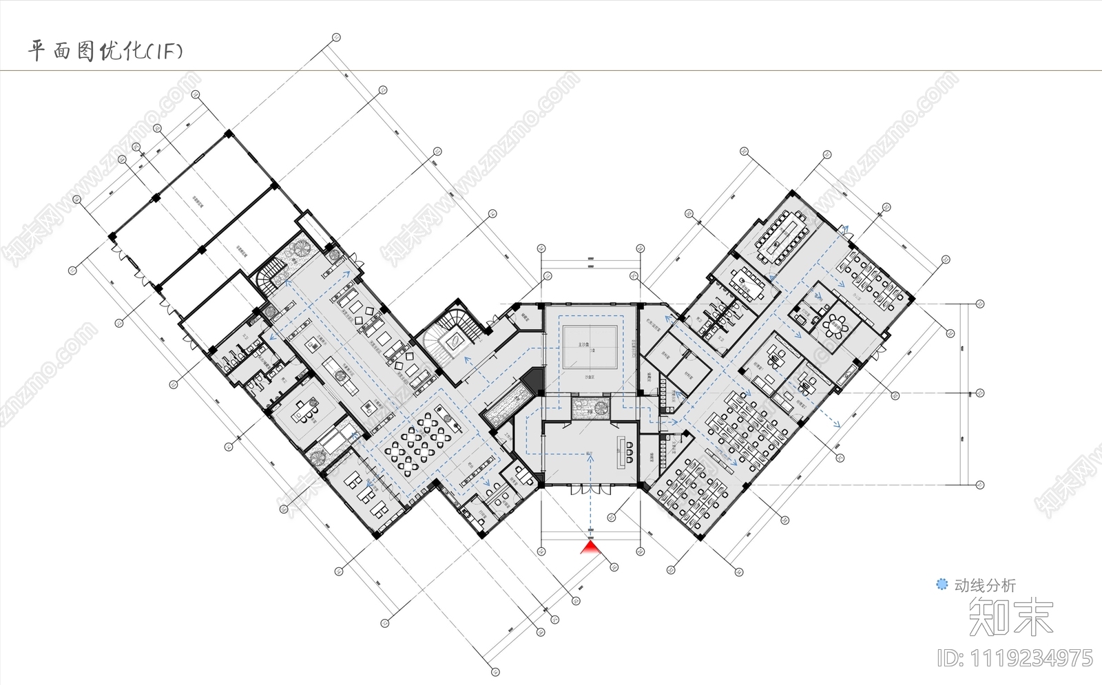 1800㎡新中式销售中心CAD施工图cad施工图下载【ID:1119234975】
