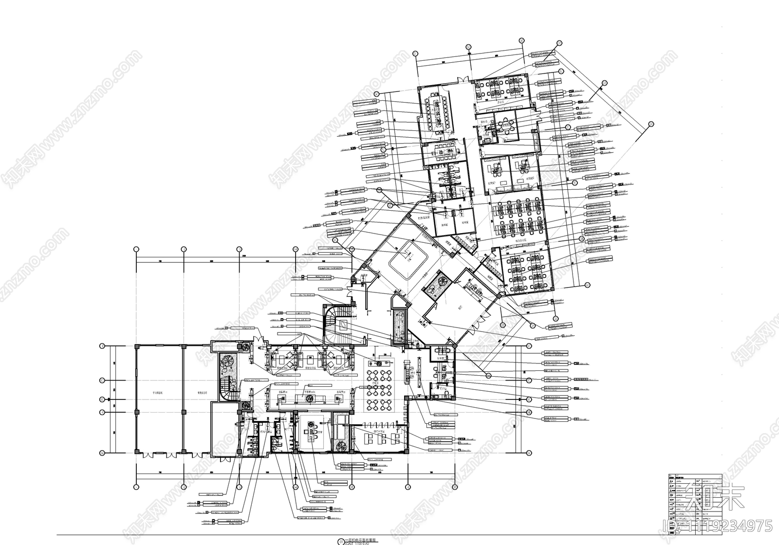 1800㎡新中式销售中心CAD施工图cad施工图下载【ID:1119234975】