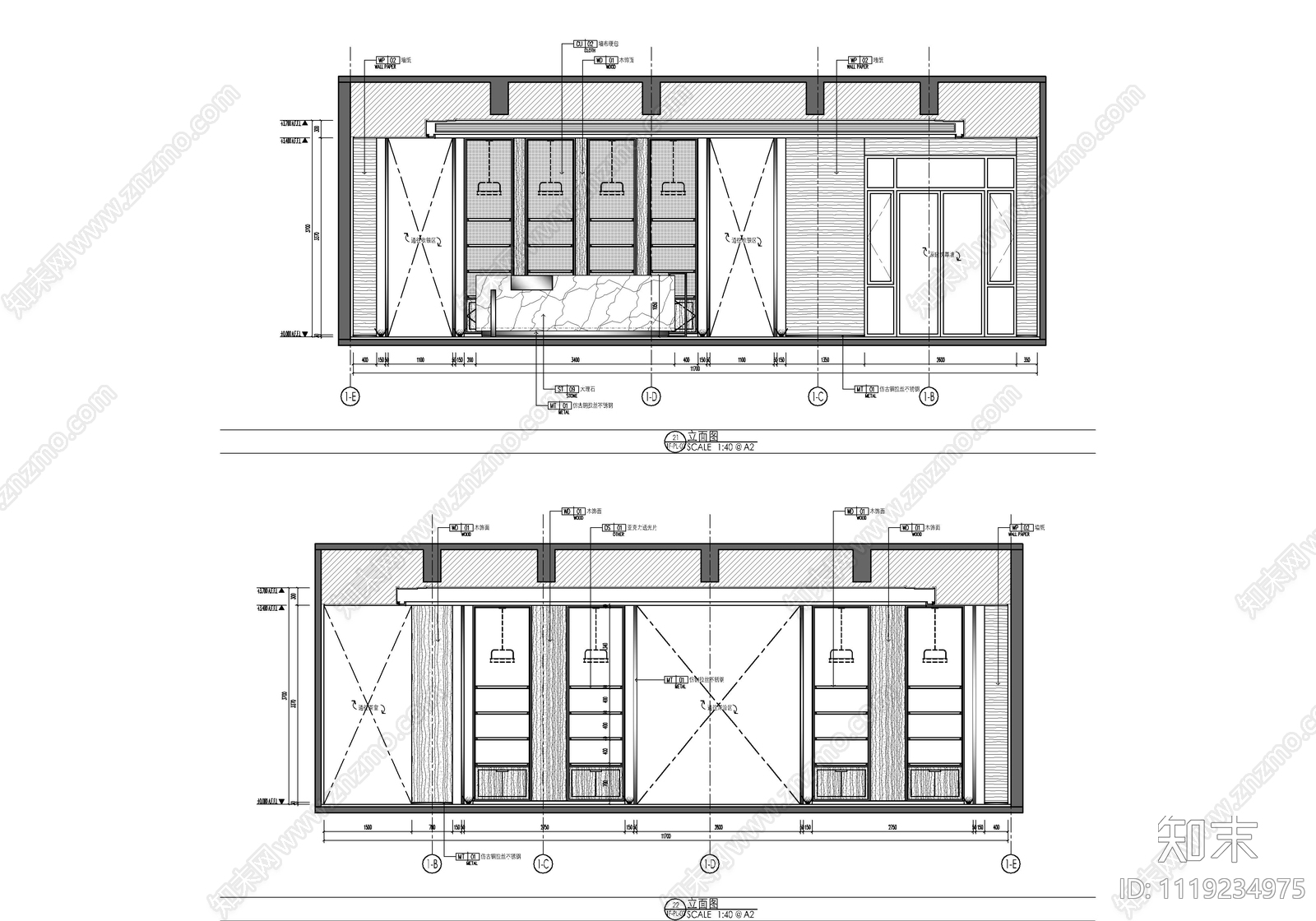 1800㎡新中式销售中心CAD施工图cad施工图下载【ID:1119234975】