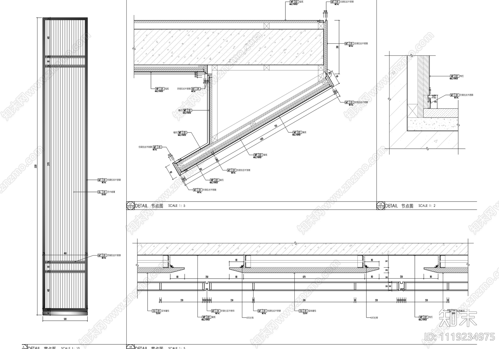 1800㎡新中式销售中心CAD施工图cad施工图下载【ID:1119234975】