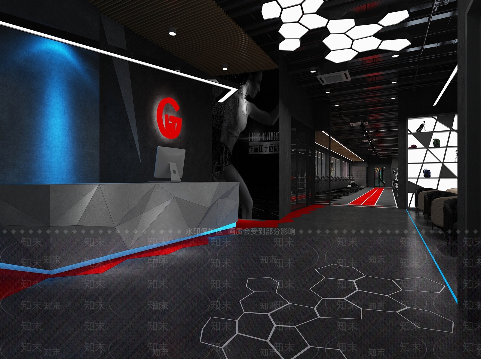 工业风健身房3D模型下载【ID:1119235659】