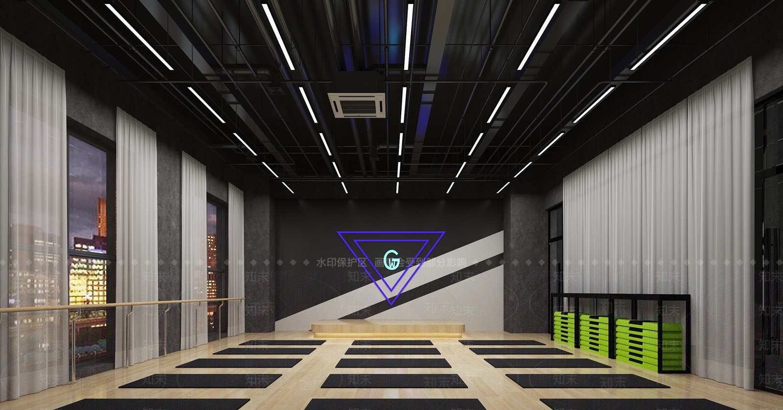 工业风健身房3D模型下载【ID:1119235659】
