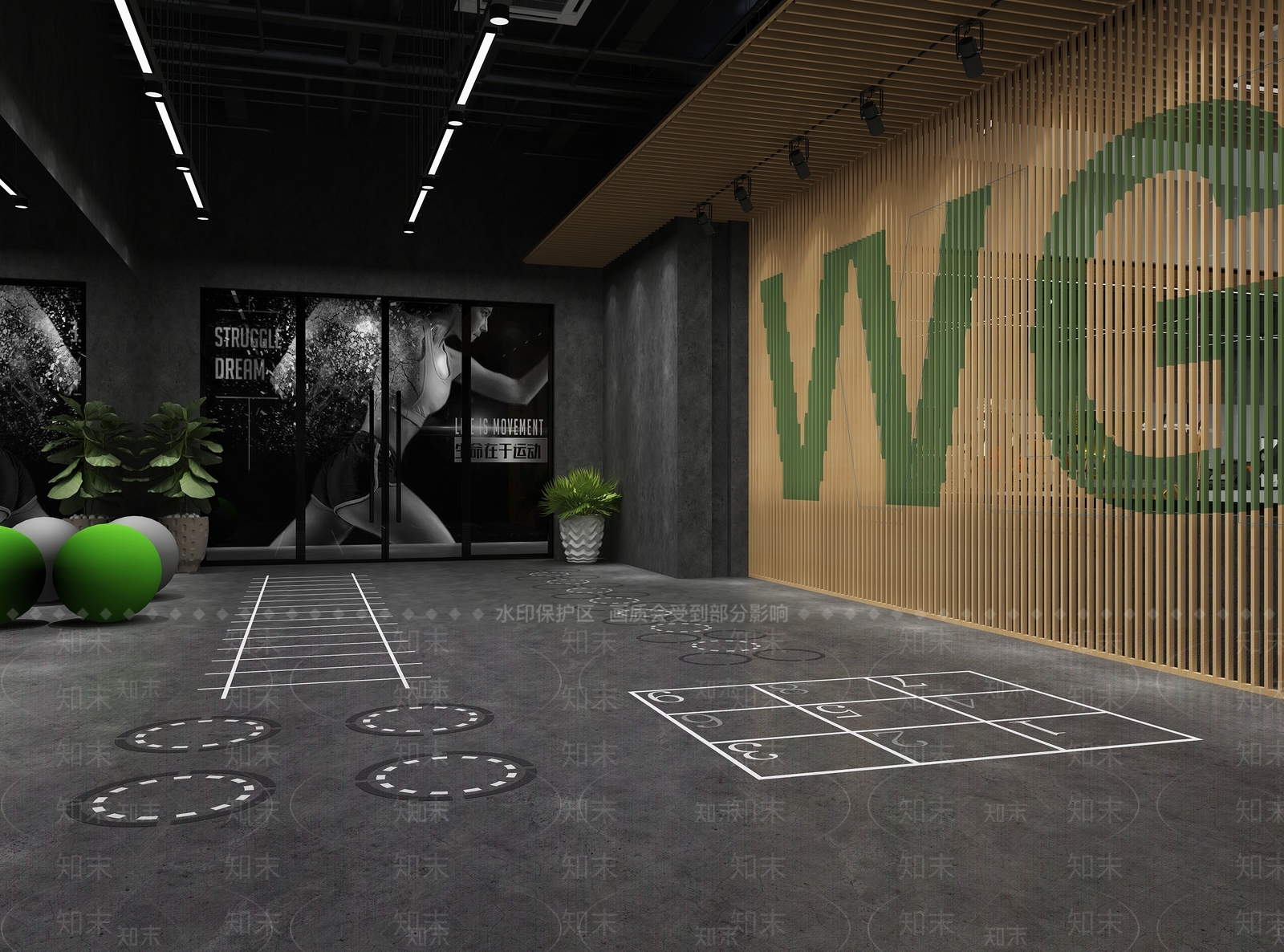 工业风健身房3D模型下载【ID:1119235659】