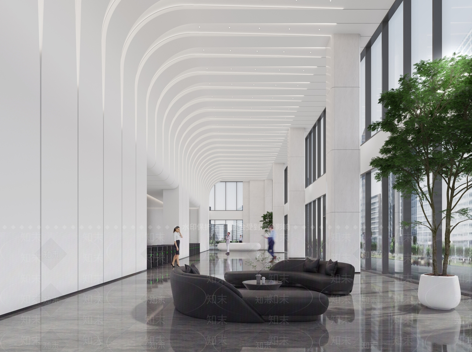 现代写字楼大厅3D模型下载【ID:1119236313】