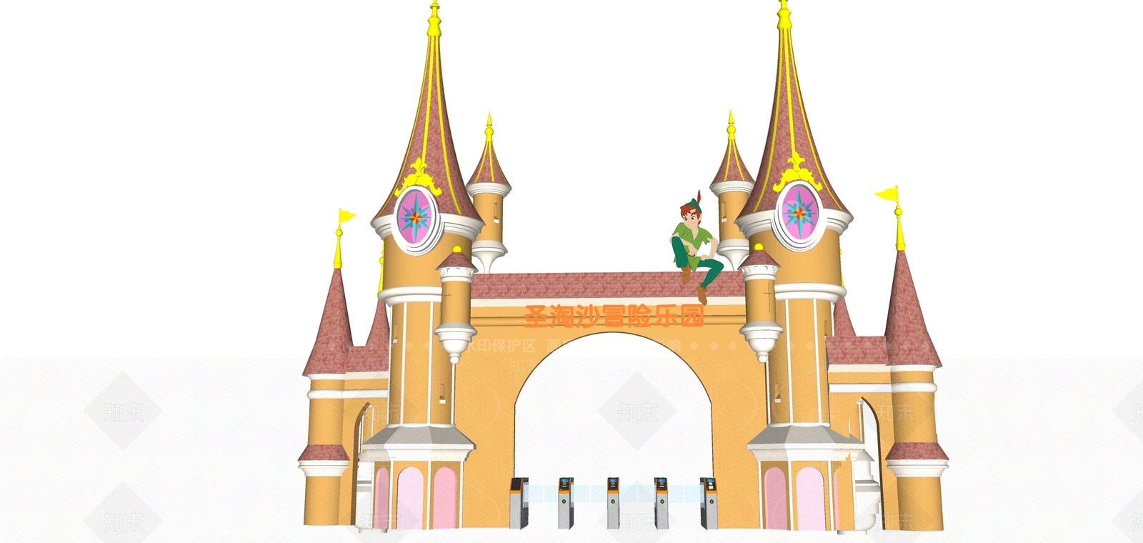 现代儿童乐园大门SU模型下载【ID:1119336154】