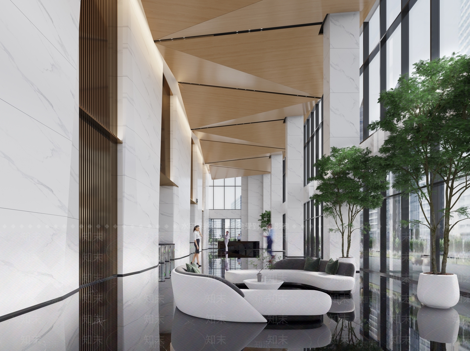 现代写字楼大厅3D模型下载【ID:1119236745】