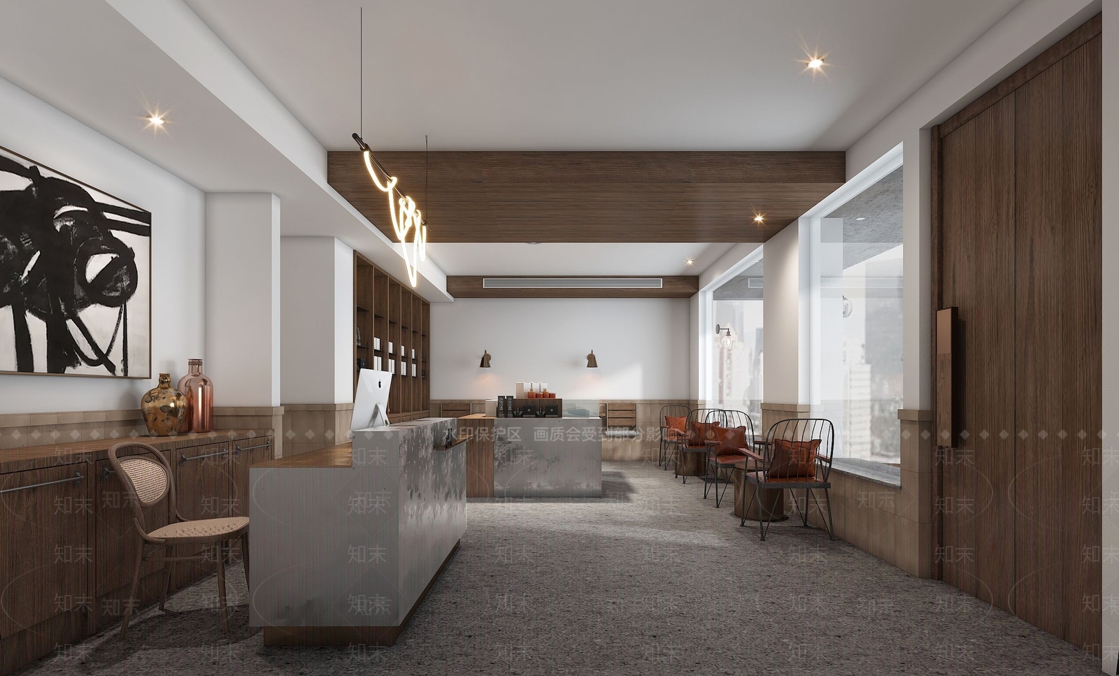 现代民宿接待大厅3D模型下载【ID:1119249671】