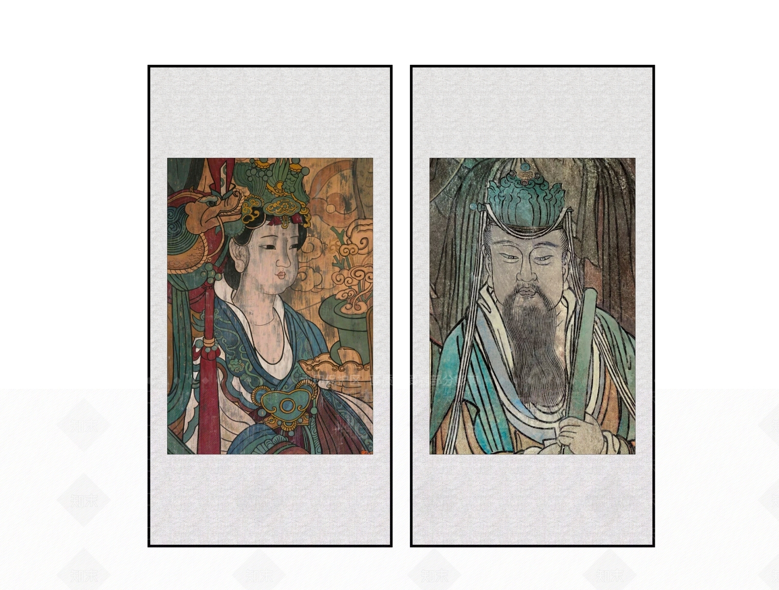 中式壁画装饰画SU模型下载【ID:1119256059】