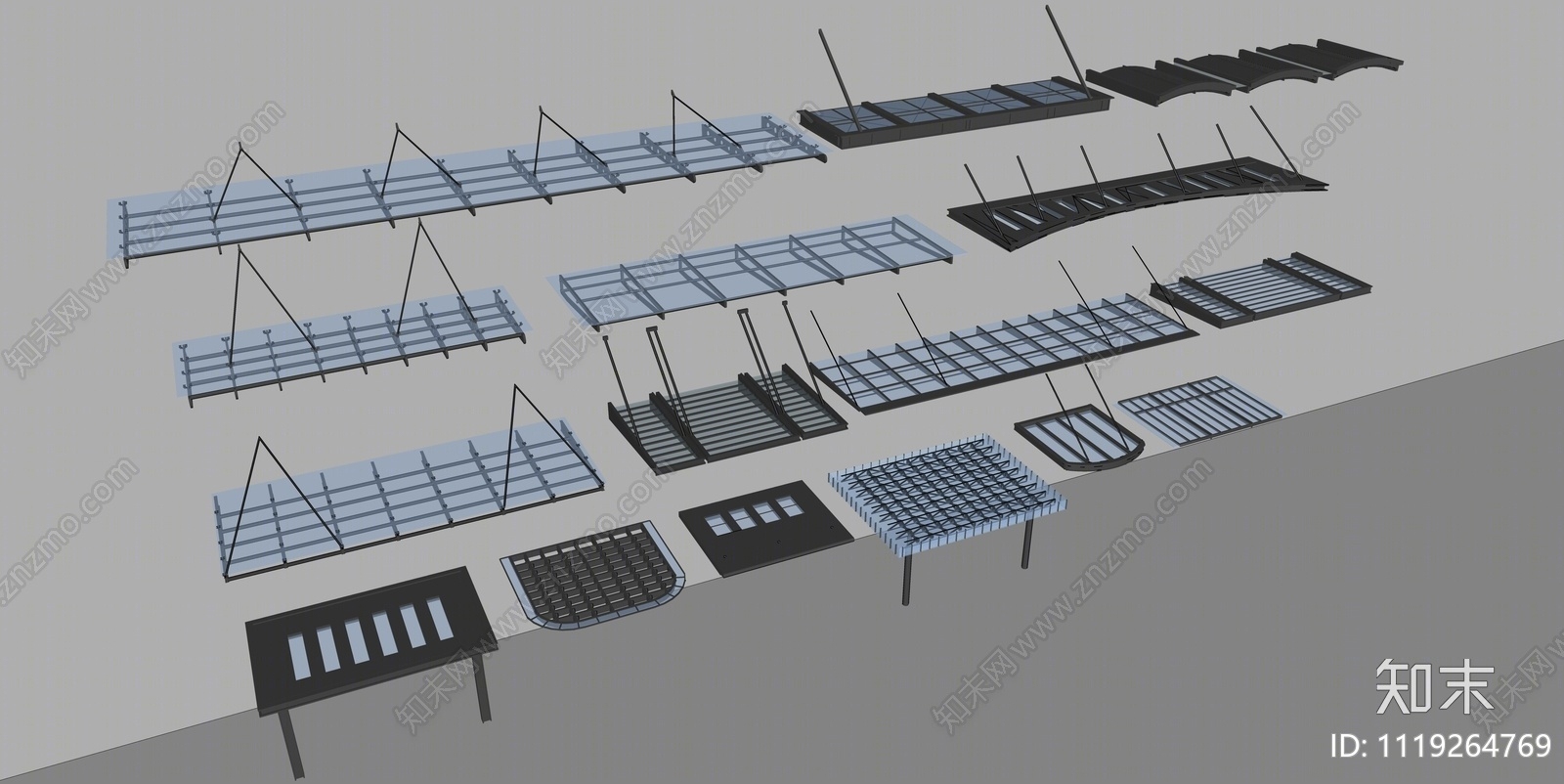 现代玻璃雨棚SU模型下载【ID:1119264769】