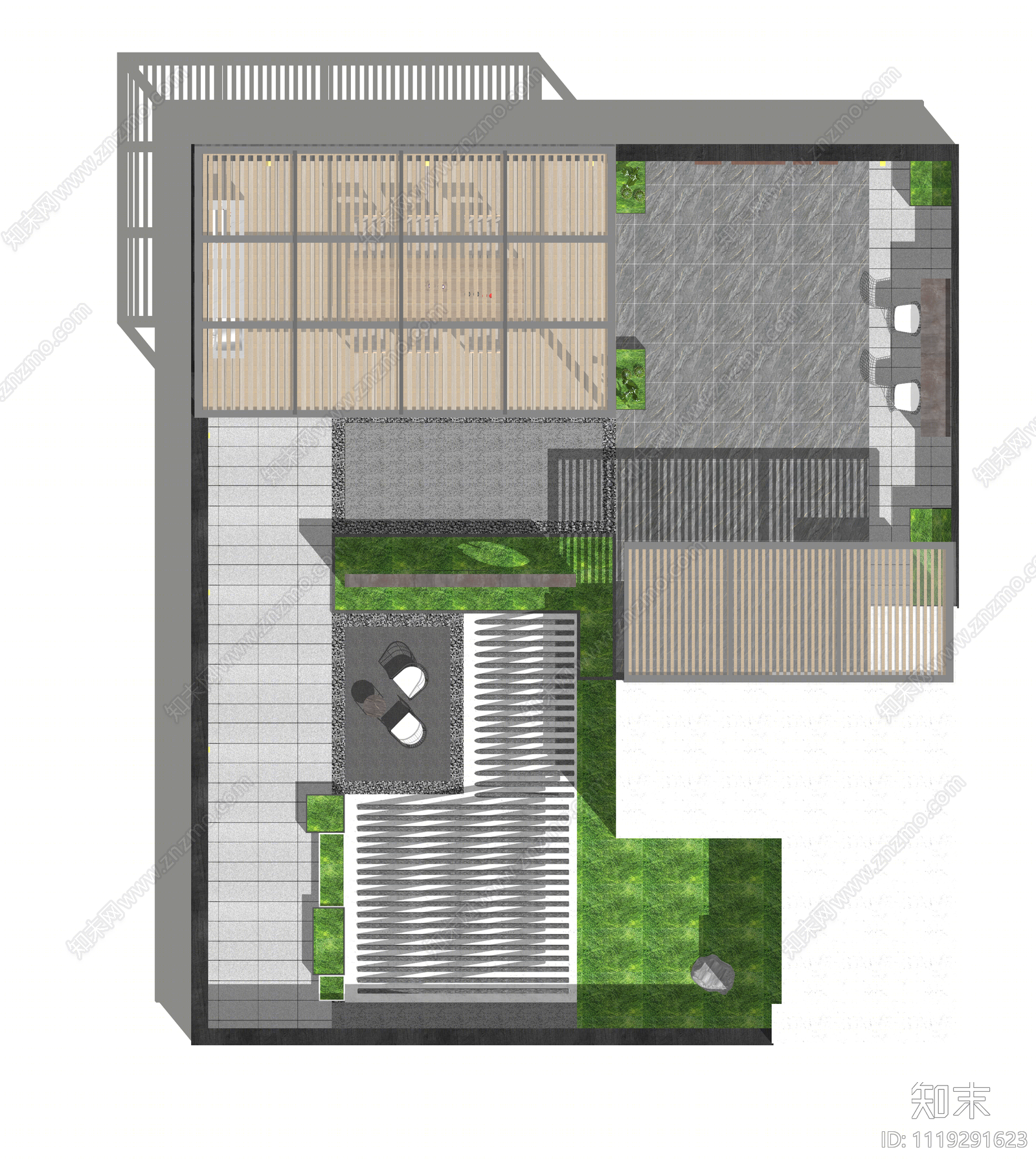 现代屋顶花园SU模型下载【ID:1119291623】