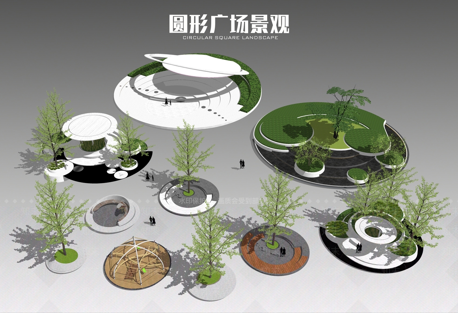 广场景观SU模型精品下载_SketchUp模型_知末网