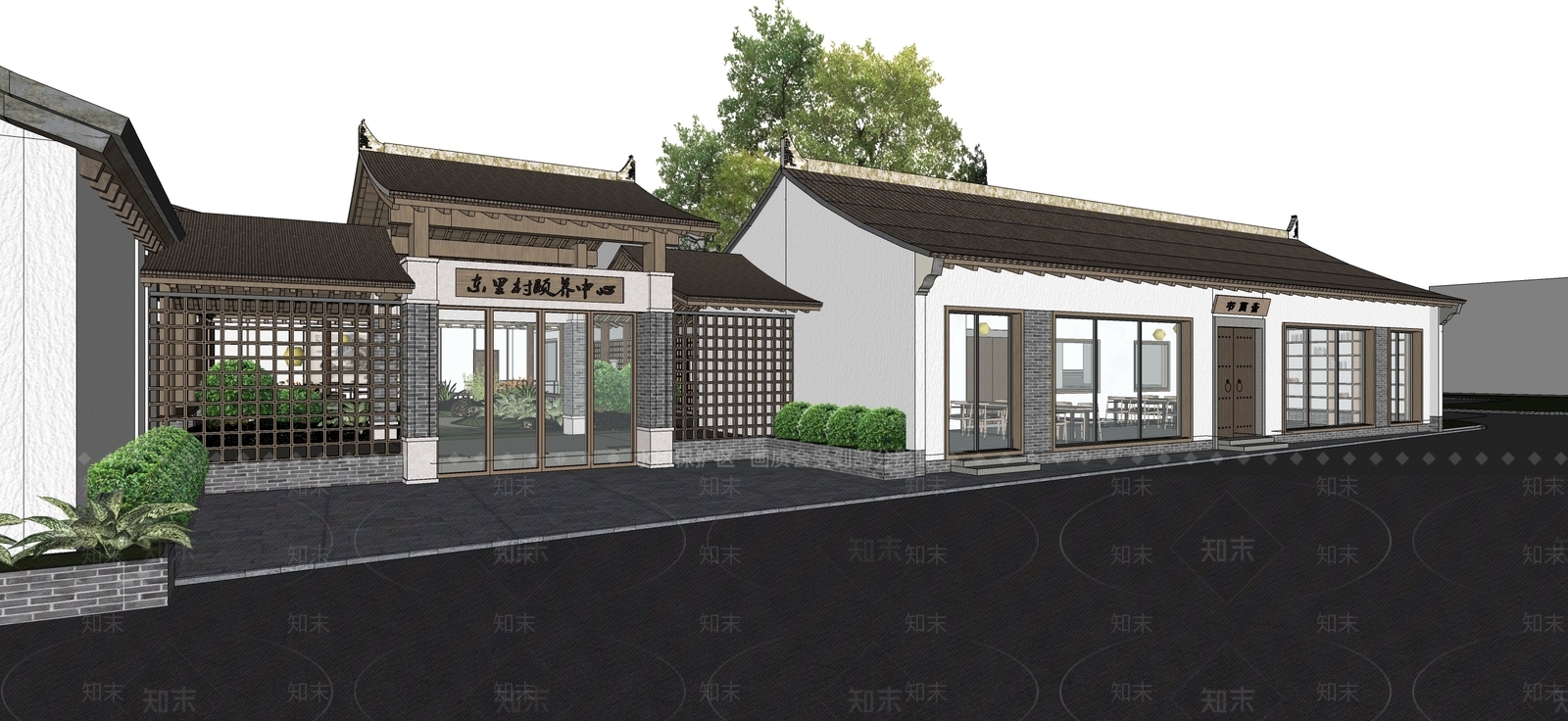 新中式医疗建筑SU模型下载【ID:1119297937】