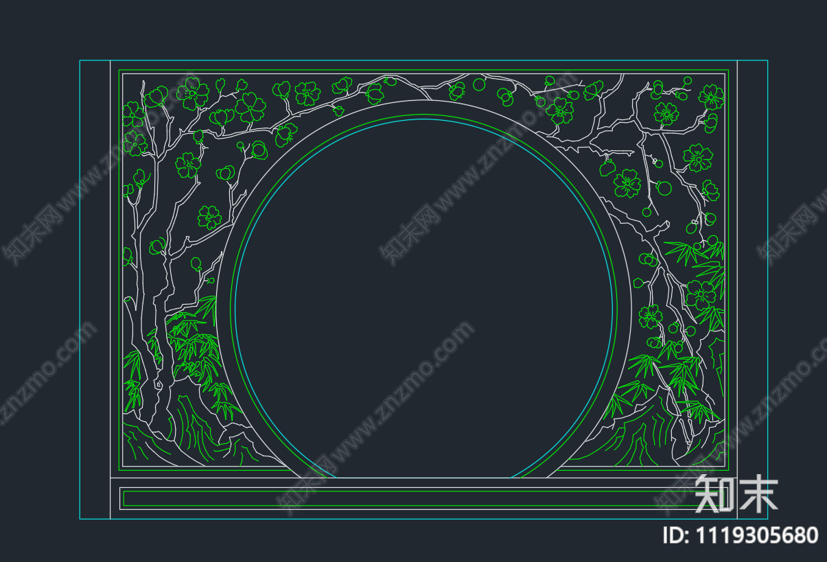 中式园林景观屏风拱门cad施工图下载【ID:1119305680】