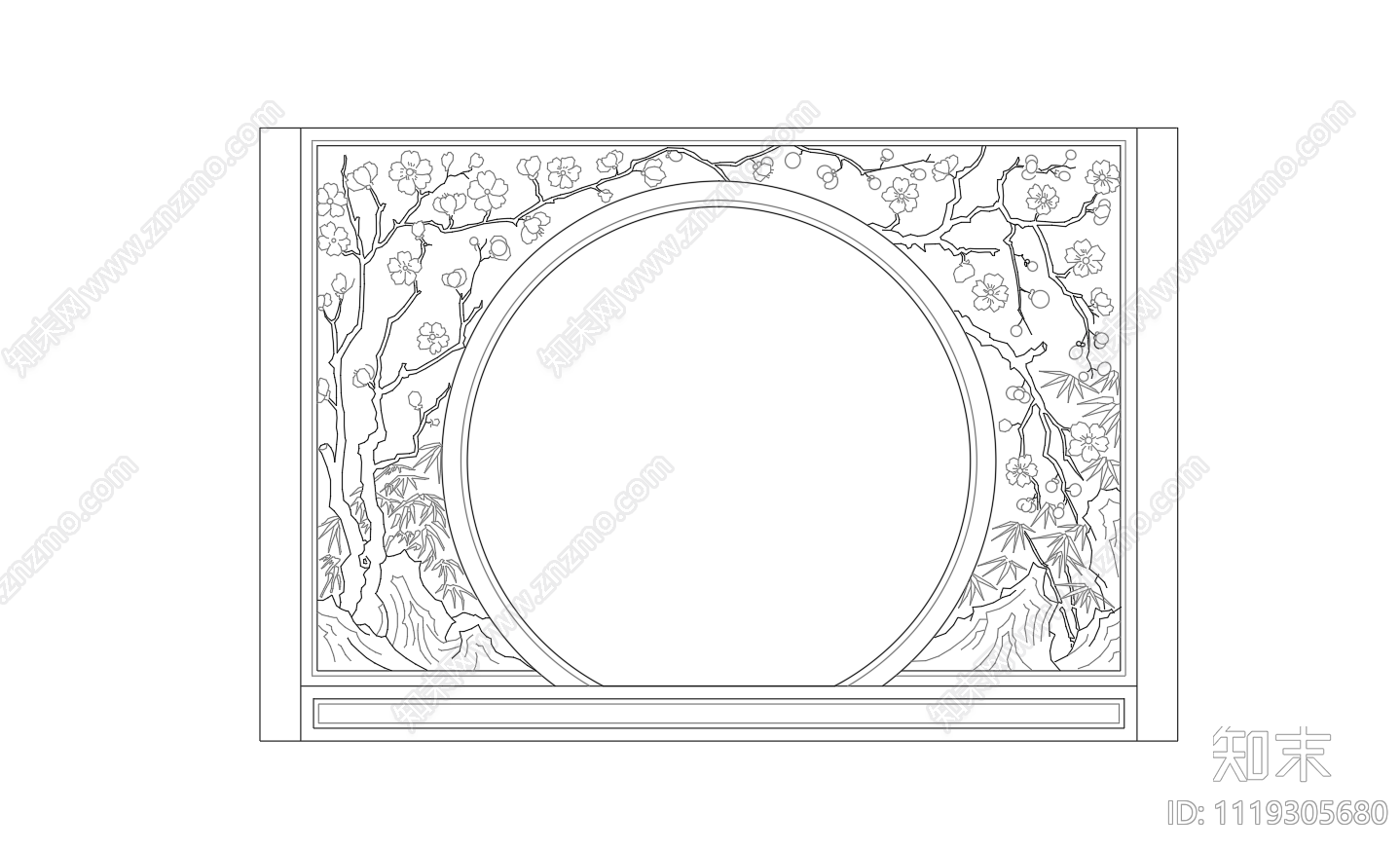 中式园林景观屏风拱门cad施工图下载【ID:1119305680】