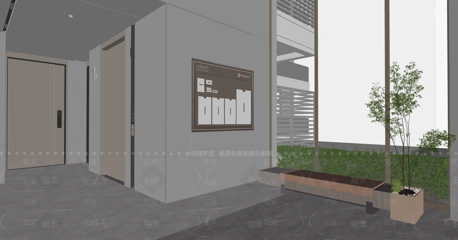 现代电梯厅SU模型下载【ID:1119327182】