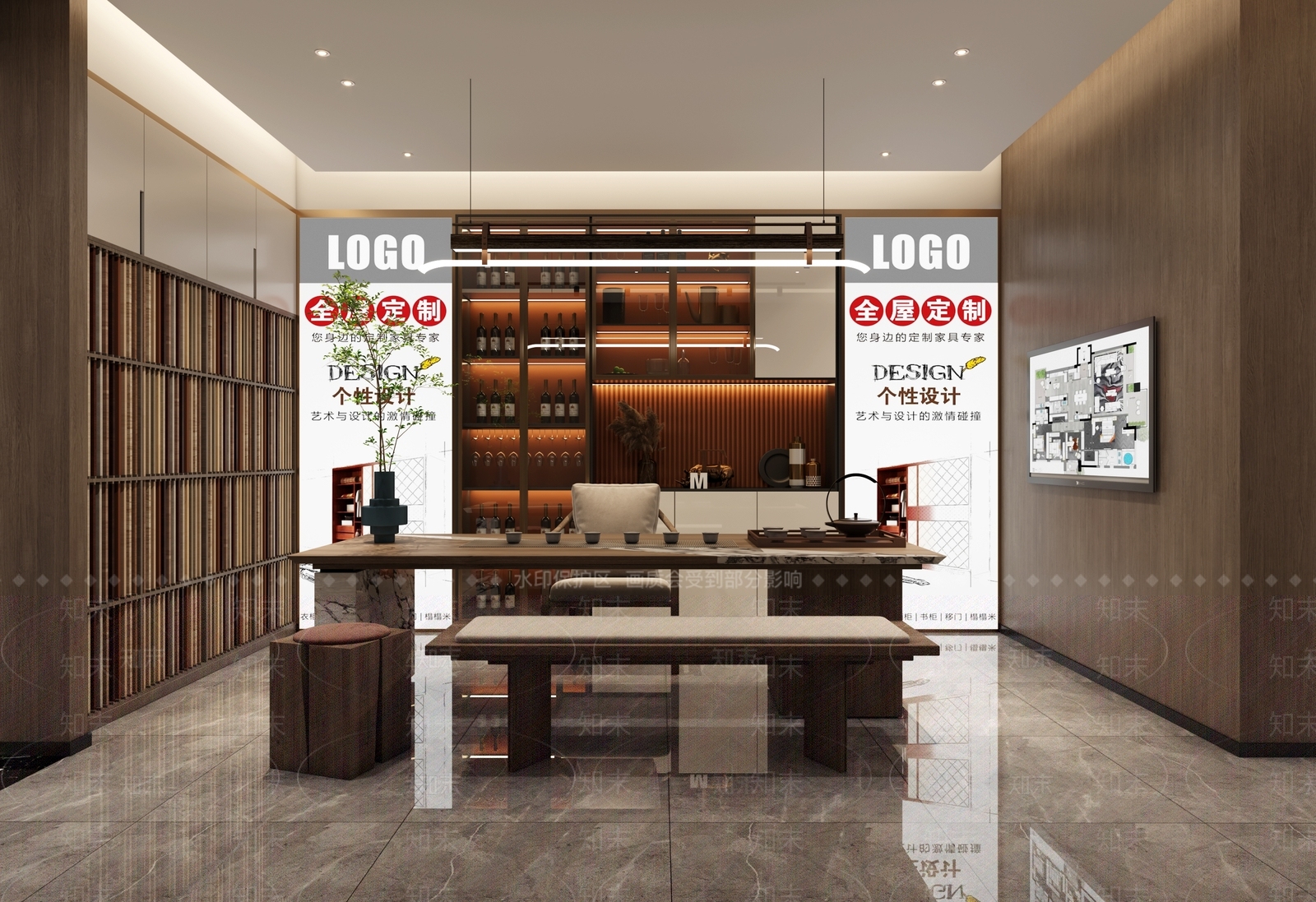 现代板材展示厅3D模型下载【ID:1119330094】