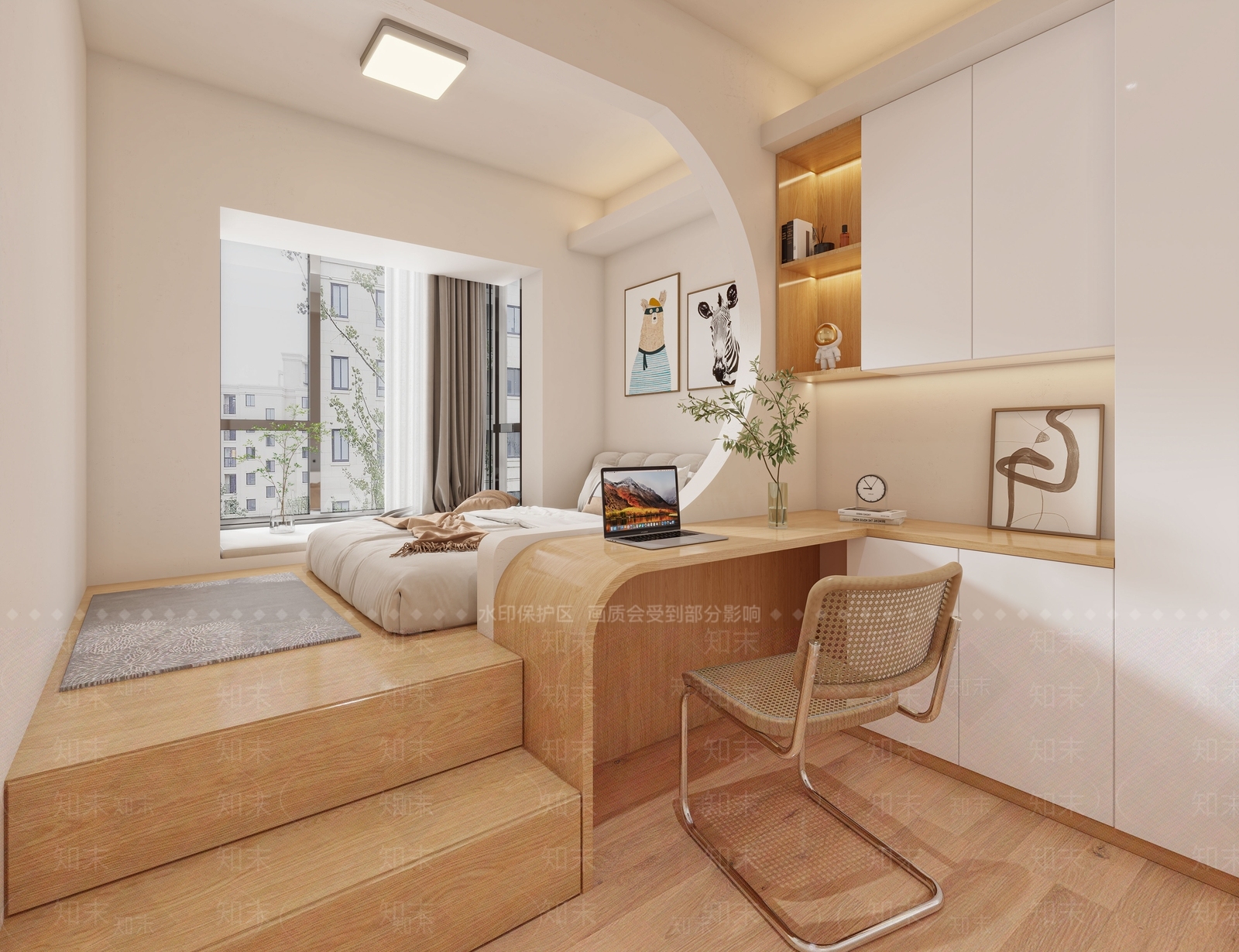 北欧榻榻米卧室3D模型下载【ID:1119344676】