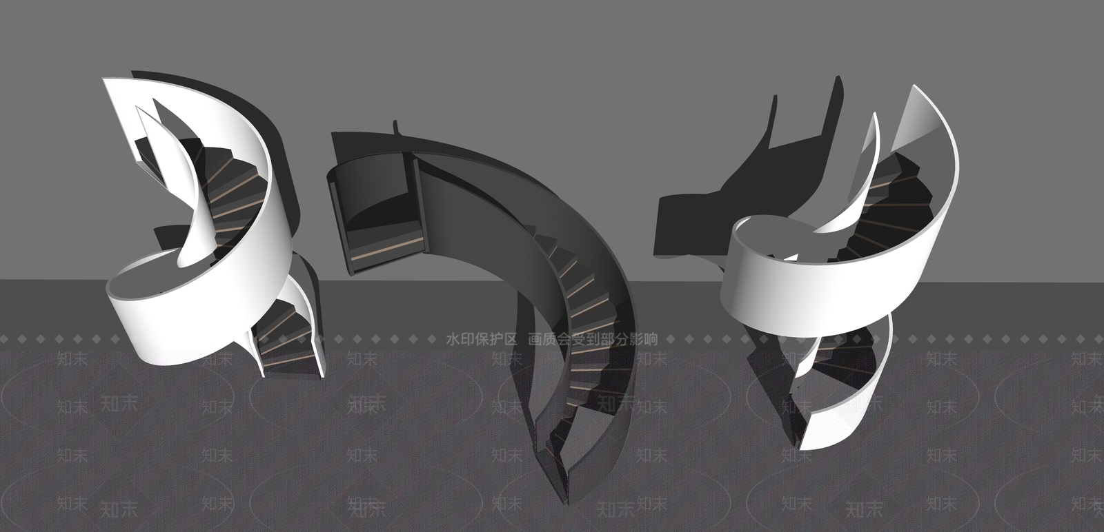 现代旋转楼梯SU模型下载【ID:1119347137】