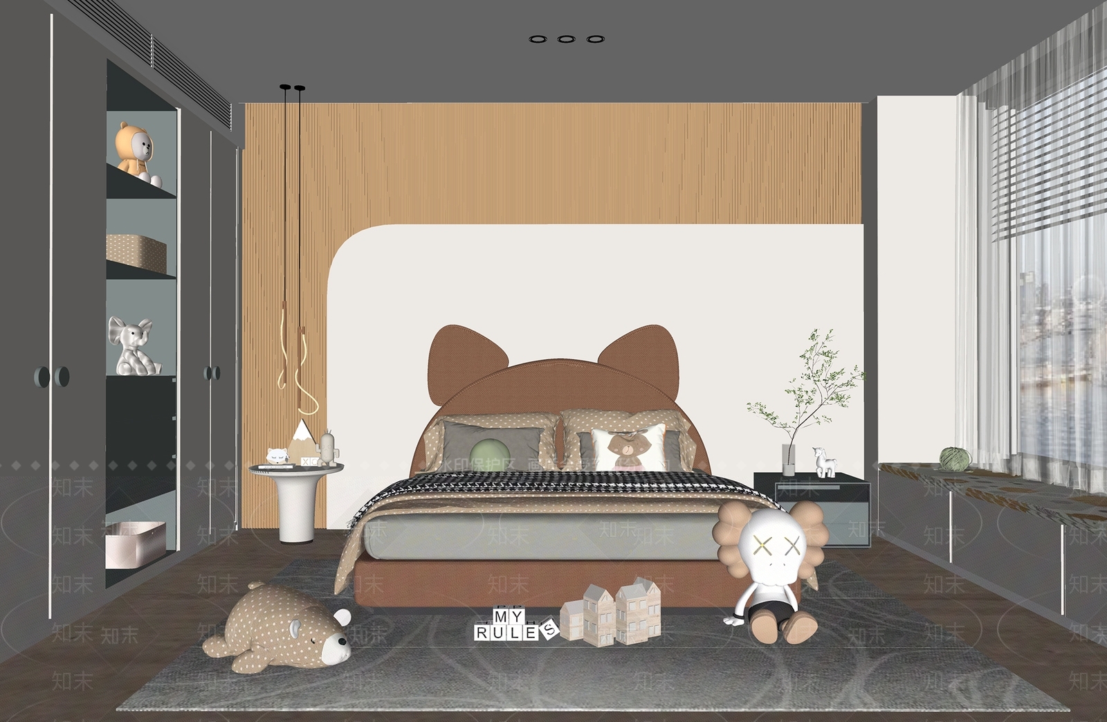 现代儿童房SU模型下载【ID:1119349649】