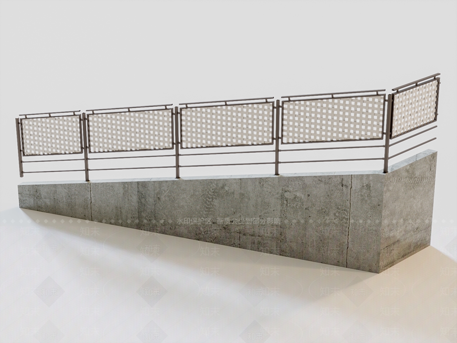 现代铁艺坡道护栏3D模型下载【ID:1119362110】