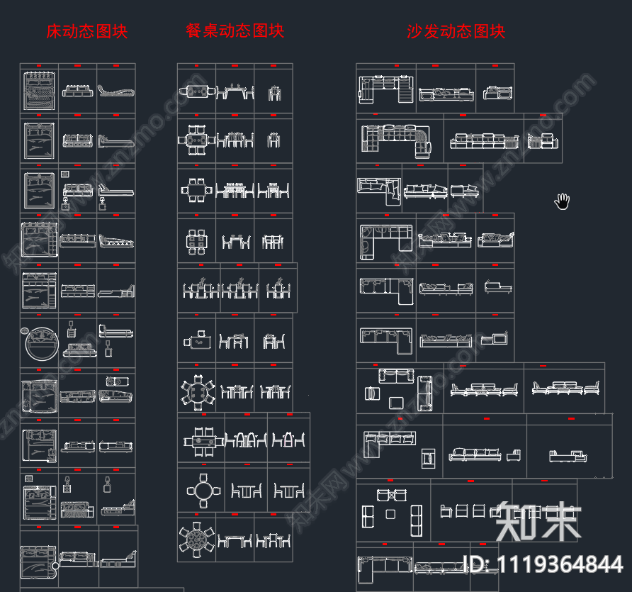 常用室内平面图块图块施工图下载【ID:1119364844】