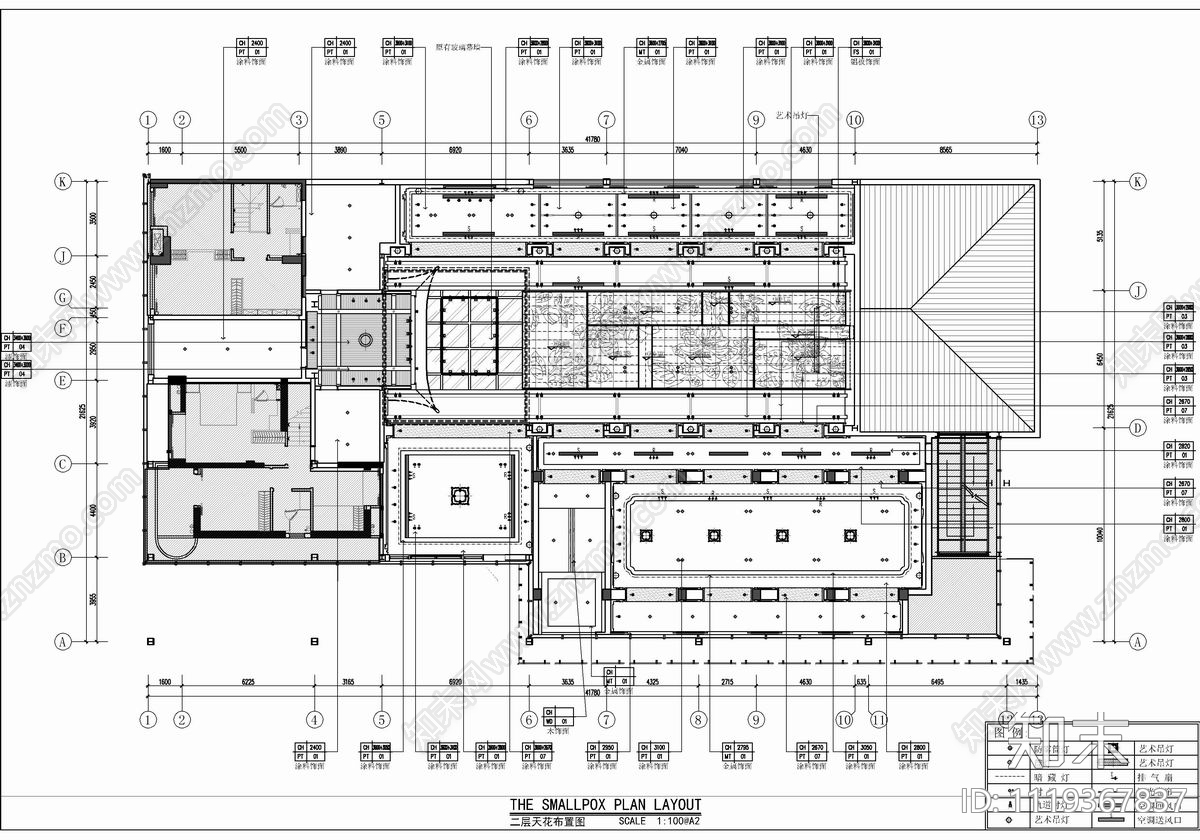 800㎡售楼处CAD平立面施工图cad施工图下载【ID:1119367837】
