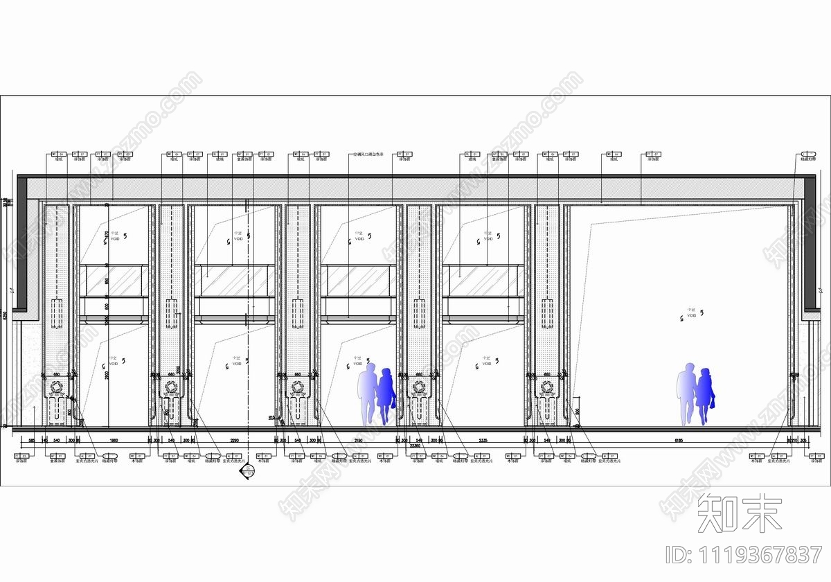 800㎡售楼处CAD平立面施工图cad施工图下载【ID:1119367837】