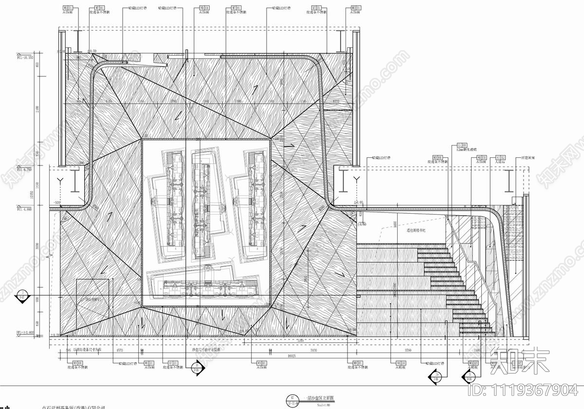 22500㎡销售中心展厅CAD平立面施工图cad施工图下载【ID:1119367904】