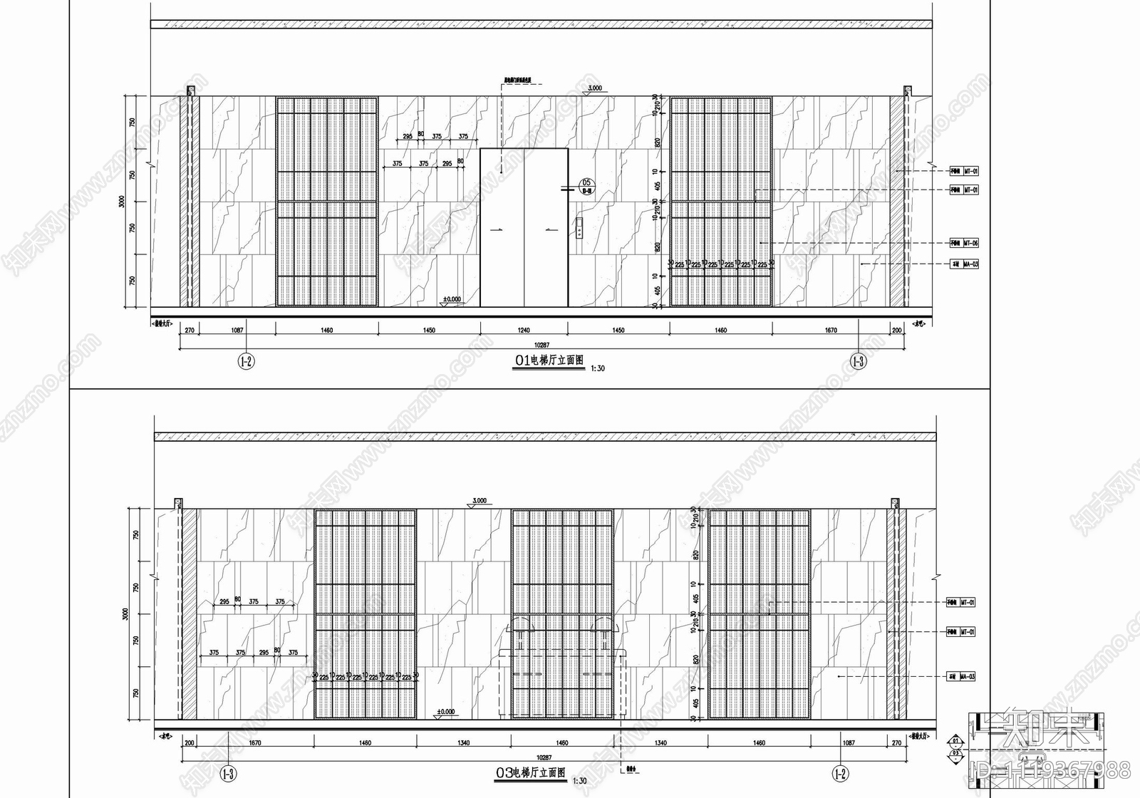 3000㎡销售中心CAD平立面施工图cad施工图下载【ID:1119367988】