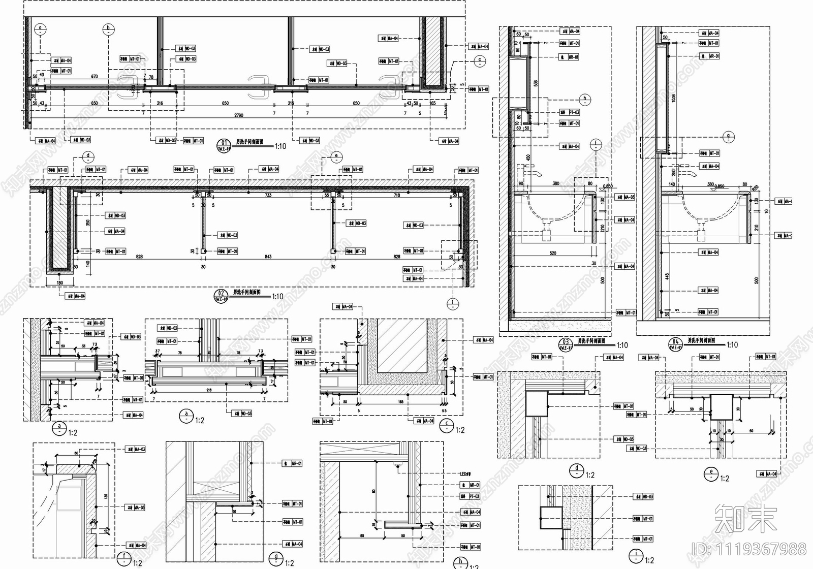3000㎡销售中心CAD平立面施工图cad施工图下载【ID:1119367988】