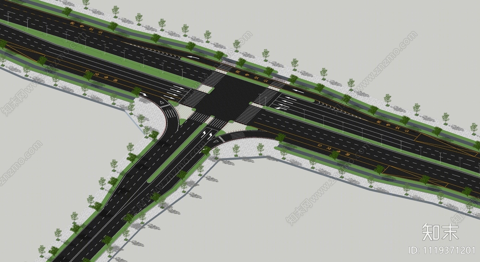 现代城市道路SU模型下载【ID:1119371201】