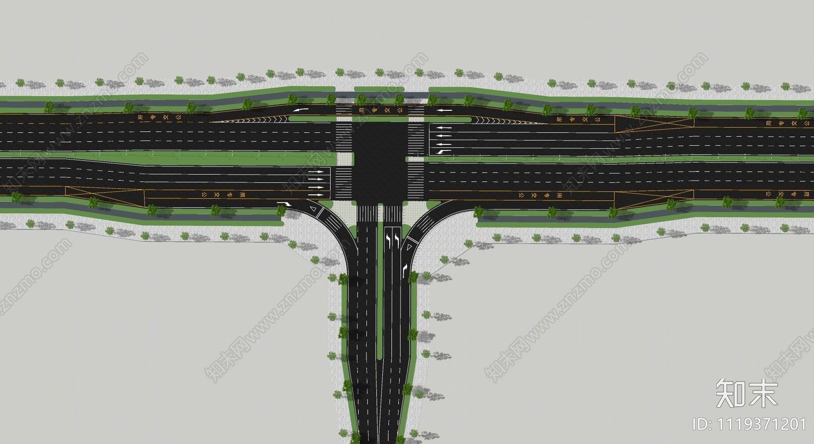 现代城市道路SU模型下载【ID:1119371201】