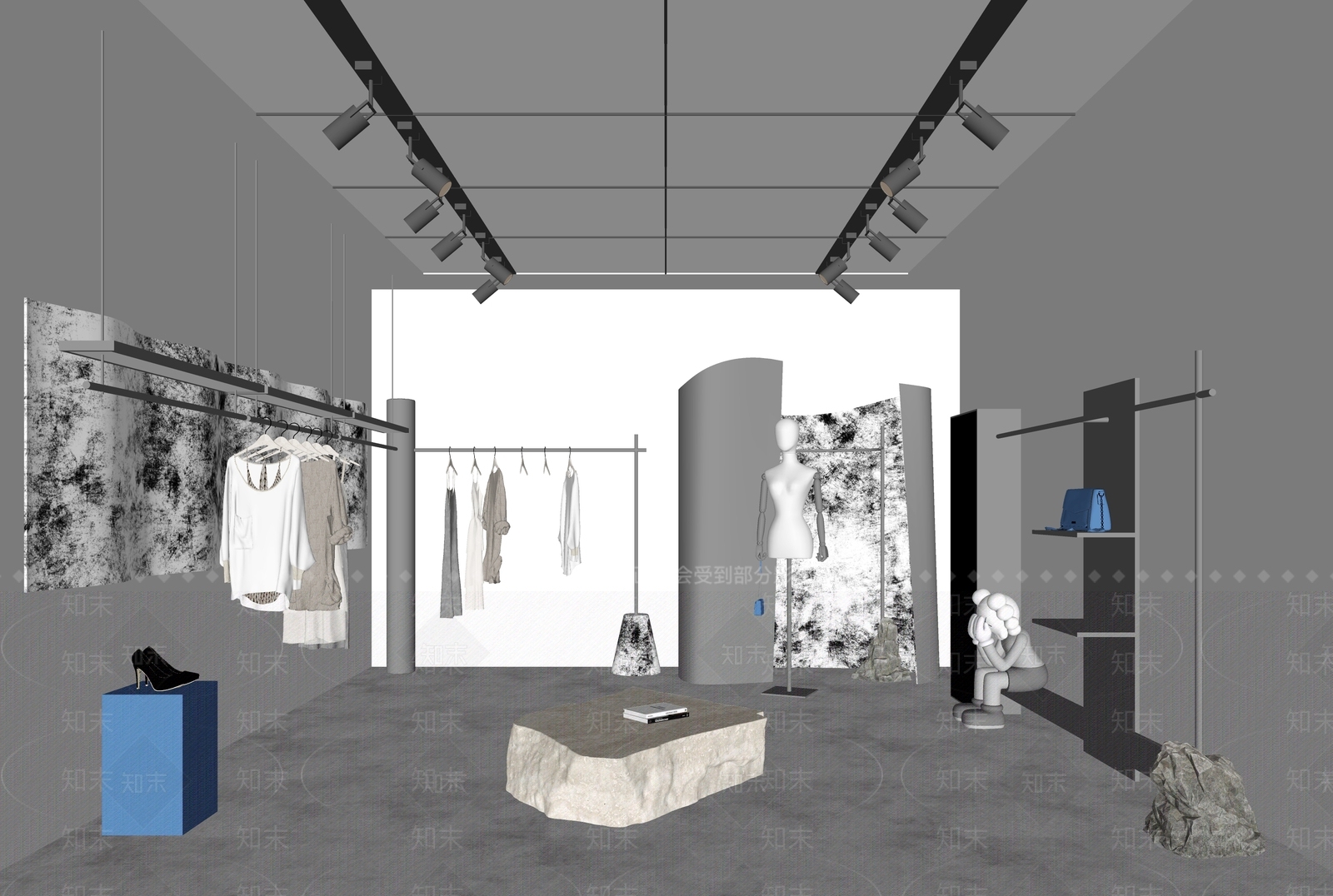 现代服装箱包店SU模型下载【ID:1119379457】