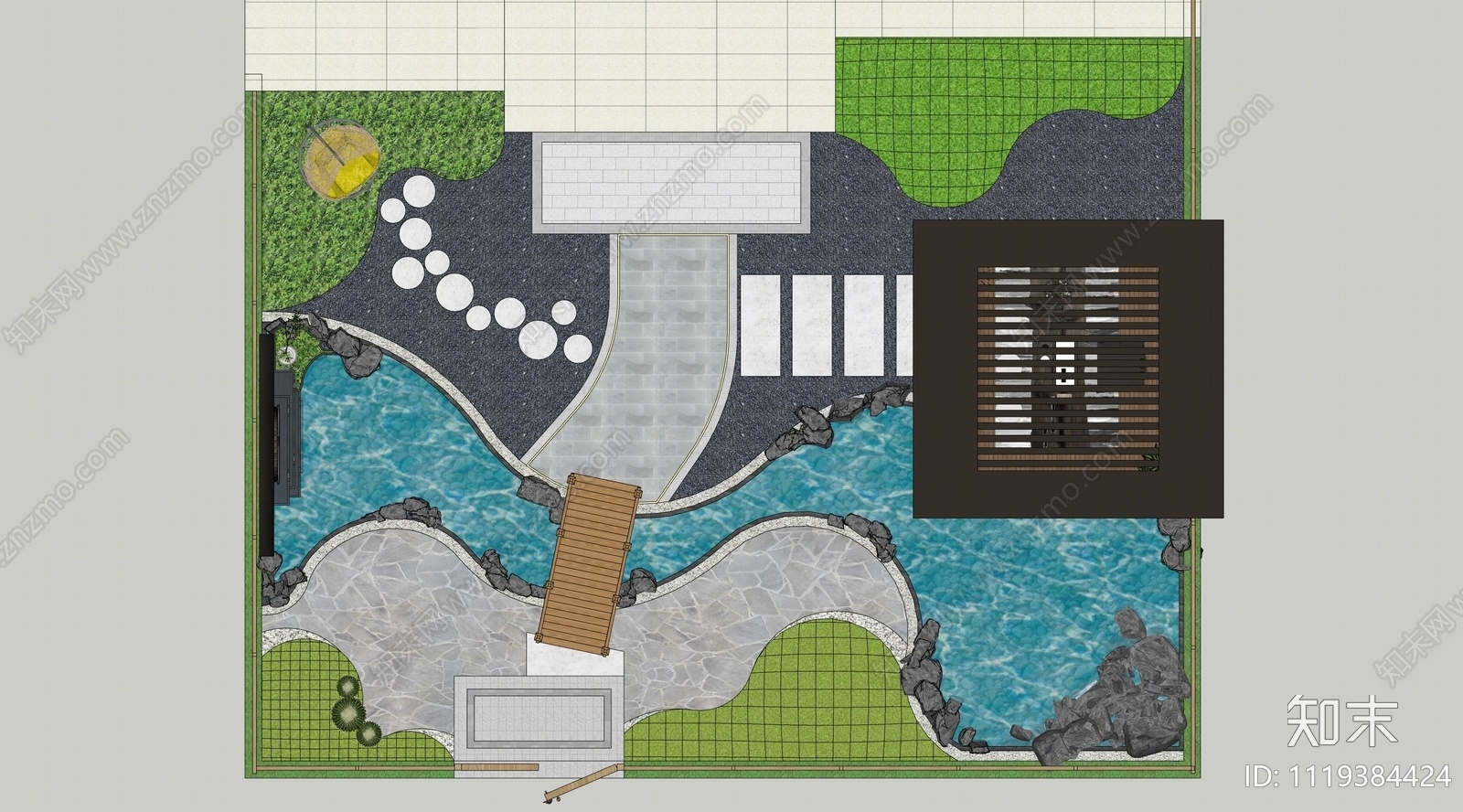 中式庭院花园SU模型下载【ID:1119384424】