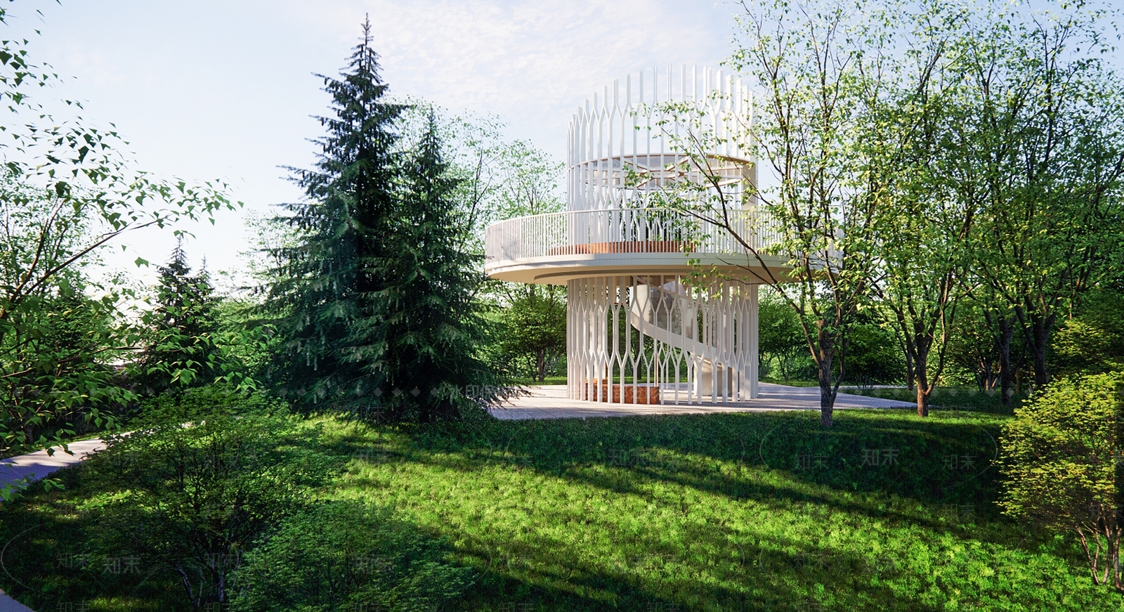 现代公园景观台SU模型下载【ID:1119491789】