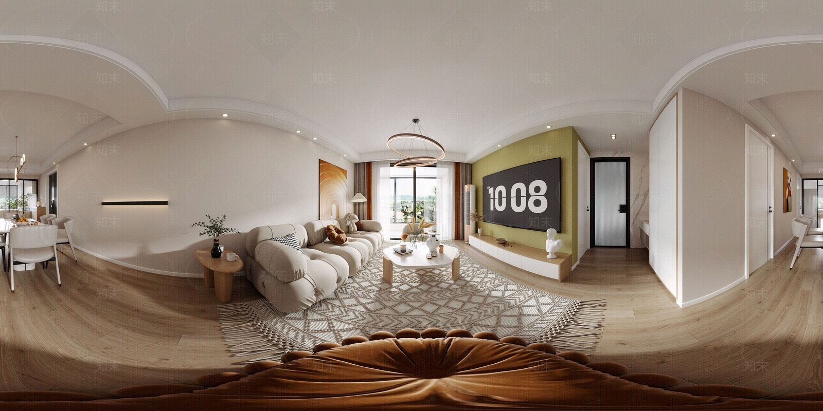 北欧小清新风格客餐厅全景HDR贴图下载【ID:1119392411】