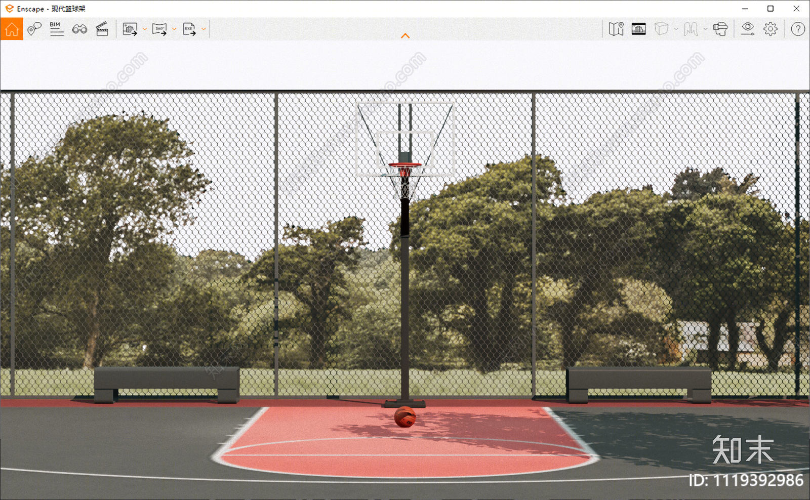现代篮球架SU模型下载【ID:1119392986】