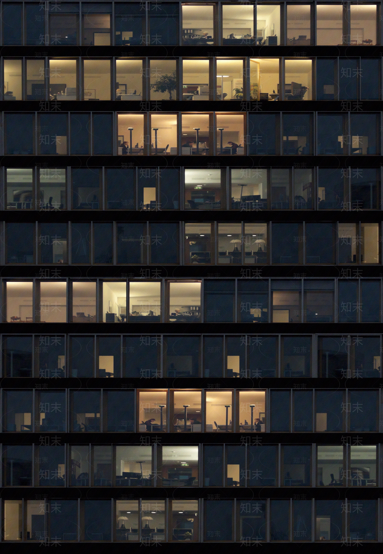 夜晚建筑外立面贴图下载【ID:1119397557】