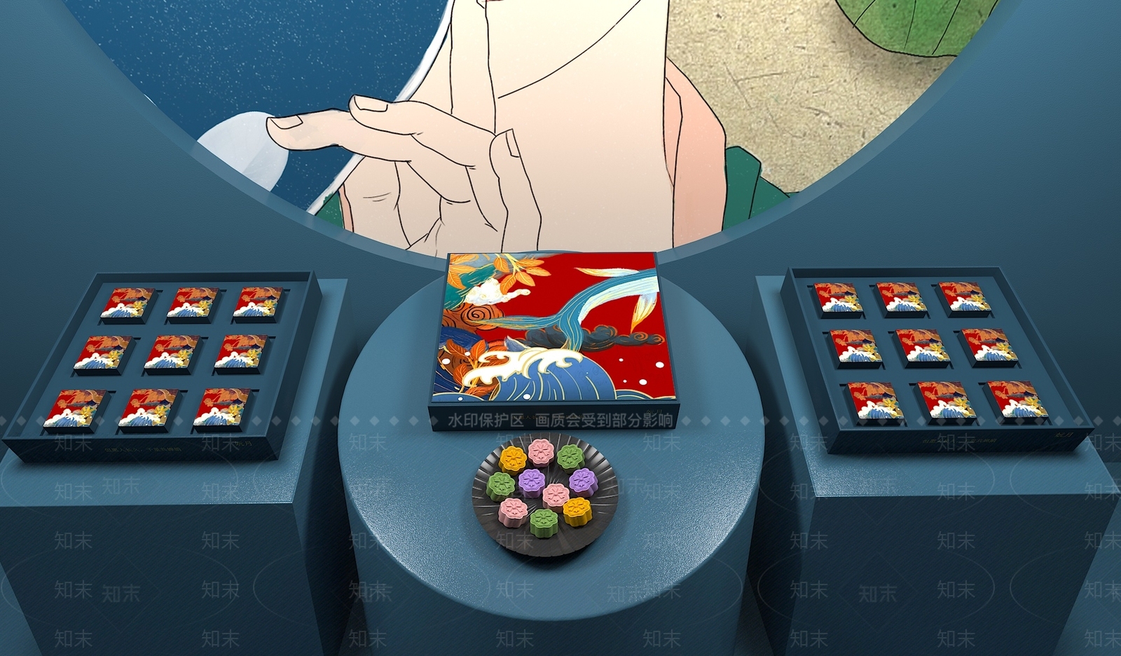 中秋节月饼包装礼盒3D模型下载【ID:1119400718】