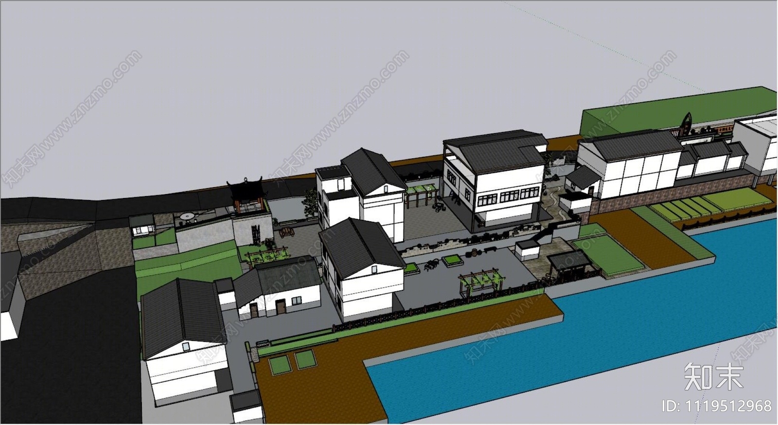 中式乡村民居SU模型下载【ID:1119512968】