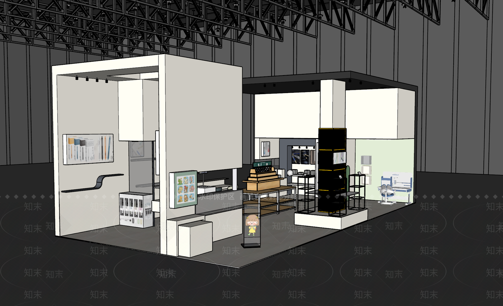 现代文具展厅SU模型下载【ID:1119411728】