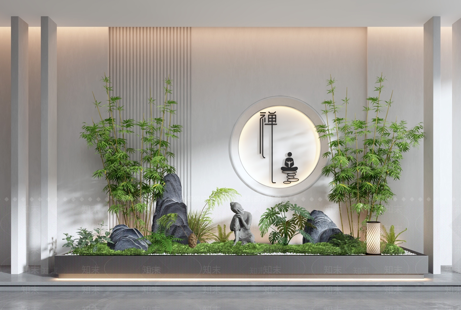 新中式植物造景3D模型下载【ID:1119422993】