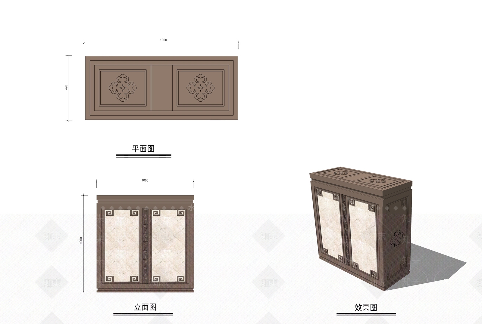 新中式庭院景观垃圾桶SU模型下载【ID:1119425522】