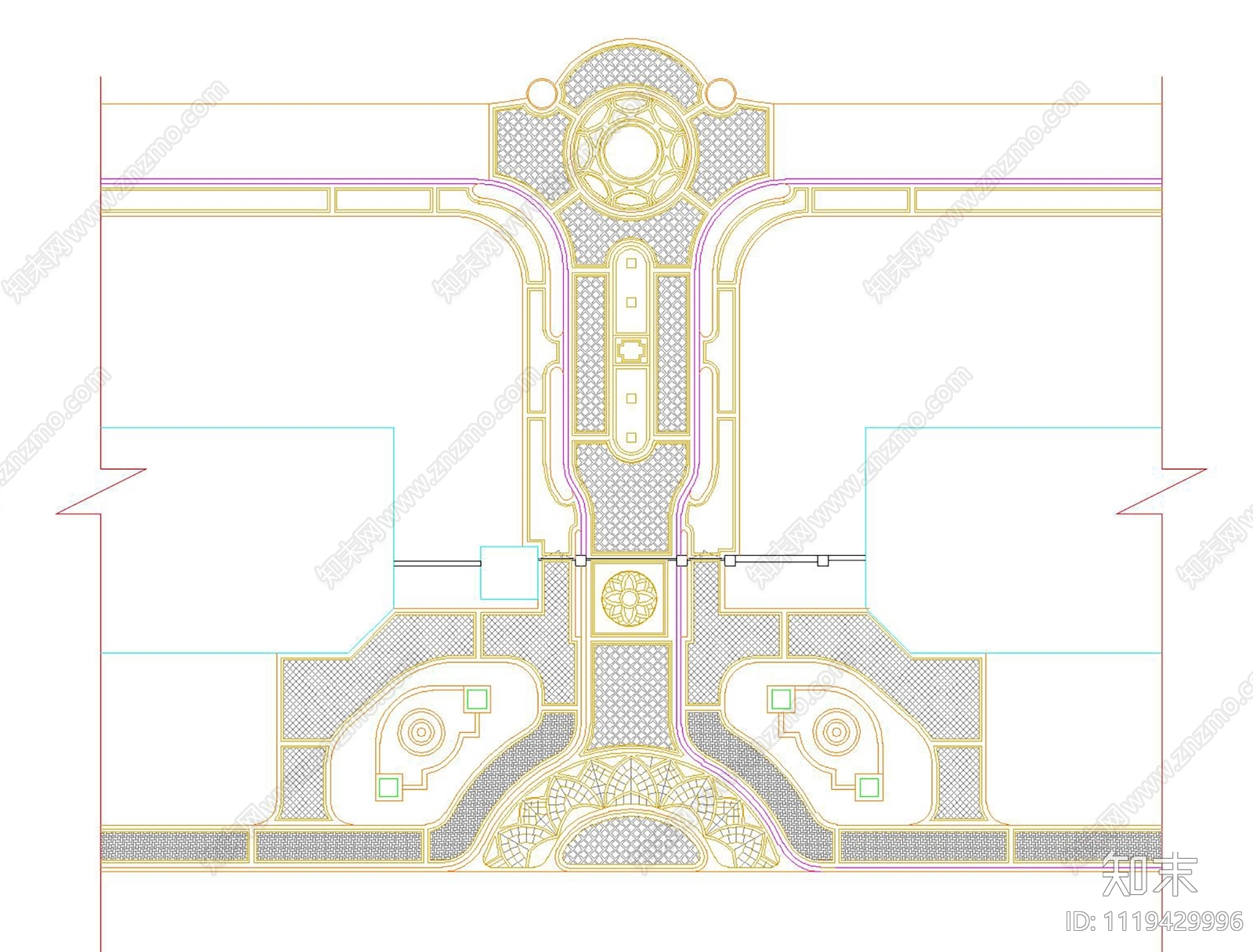 欧式古典公园入口景观规划布局施工图cad施工图下载【ID:1119429996】